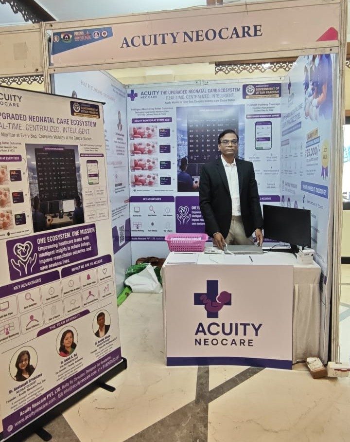 Dr. Harshal Khade at the Acuity Neocare stall at YUVA 2026