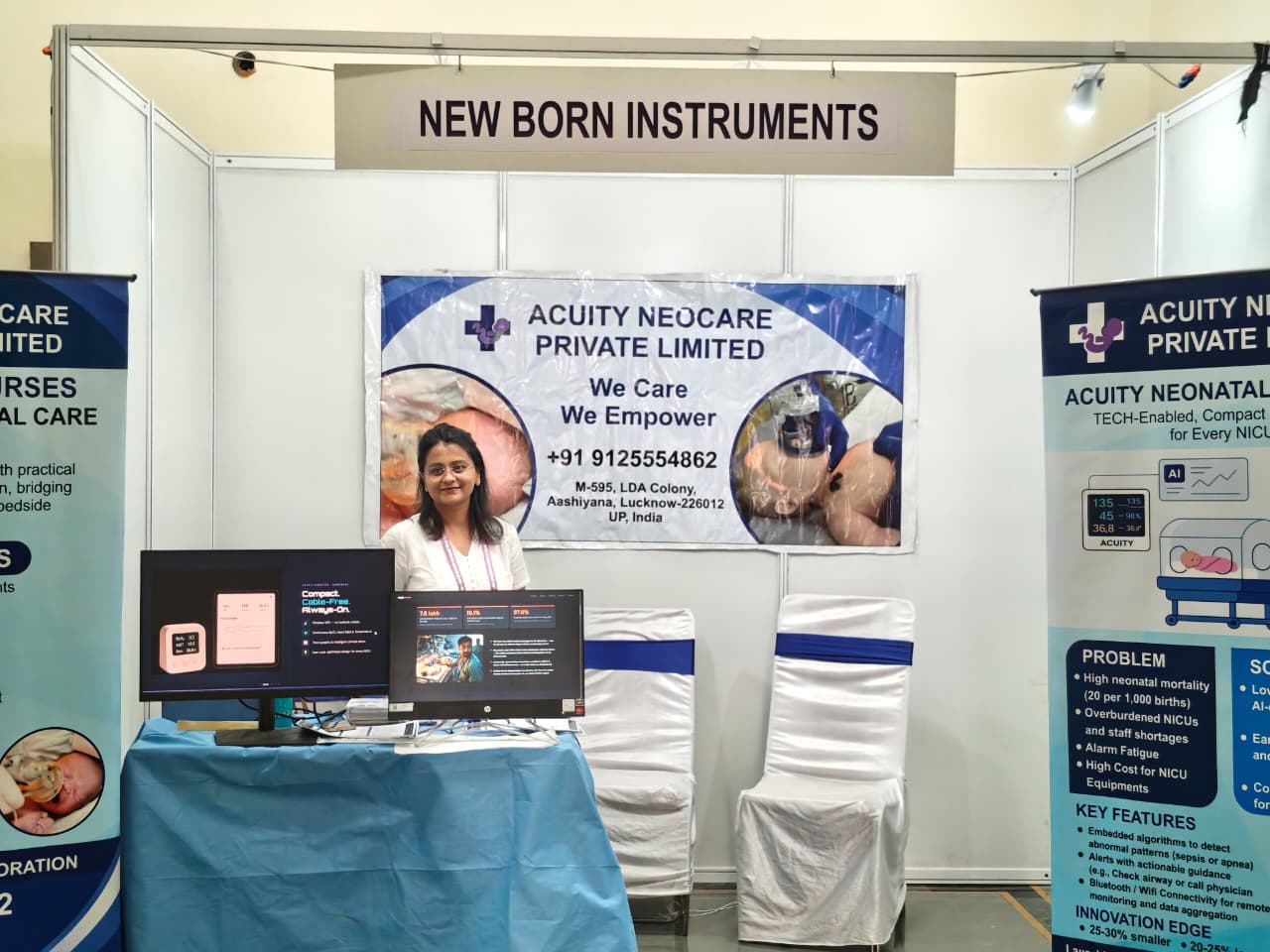 Acuity Neocare booth with team at the New Born Instruments section