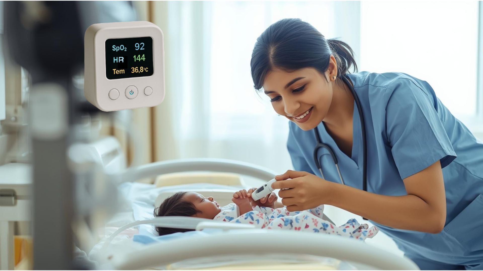 Nurse connecting monitor
